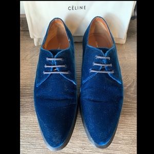 CELINE Phoebe Philo Blue Velvet Oxfords 36.5/US 7